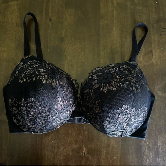 Maidenform Bra 36D Sexy Lace Black Lingerie Underwire Push Up Romantic 🖤 - Picture 1 of 5